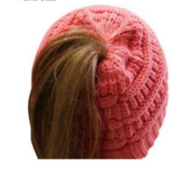 C.C. Beanie KidsMessy Bun/Ponytail Black Beanie - Picture 3 of 3